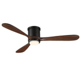 Ventilador de techo Mavren negro y nogal oscuro de Ø132 cm con luz LED y aspas de madera maciza 100% 