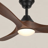 Ventilador de techo Selva nogal oscuro de Ø132 cm con luz LED y aspas de madera maciza 100% 