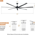 Ventilador de techo HVLS Silent Storm Ø213 cm / Ø254 cm con mando a distancia