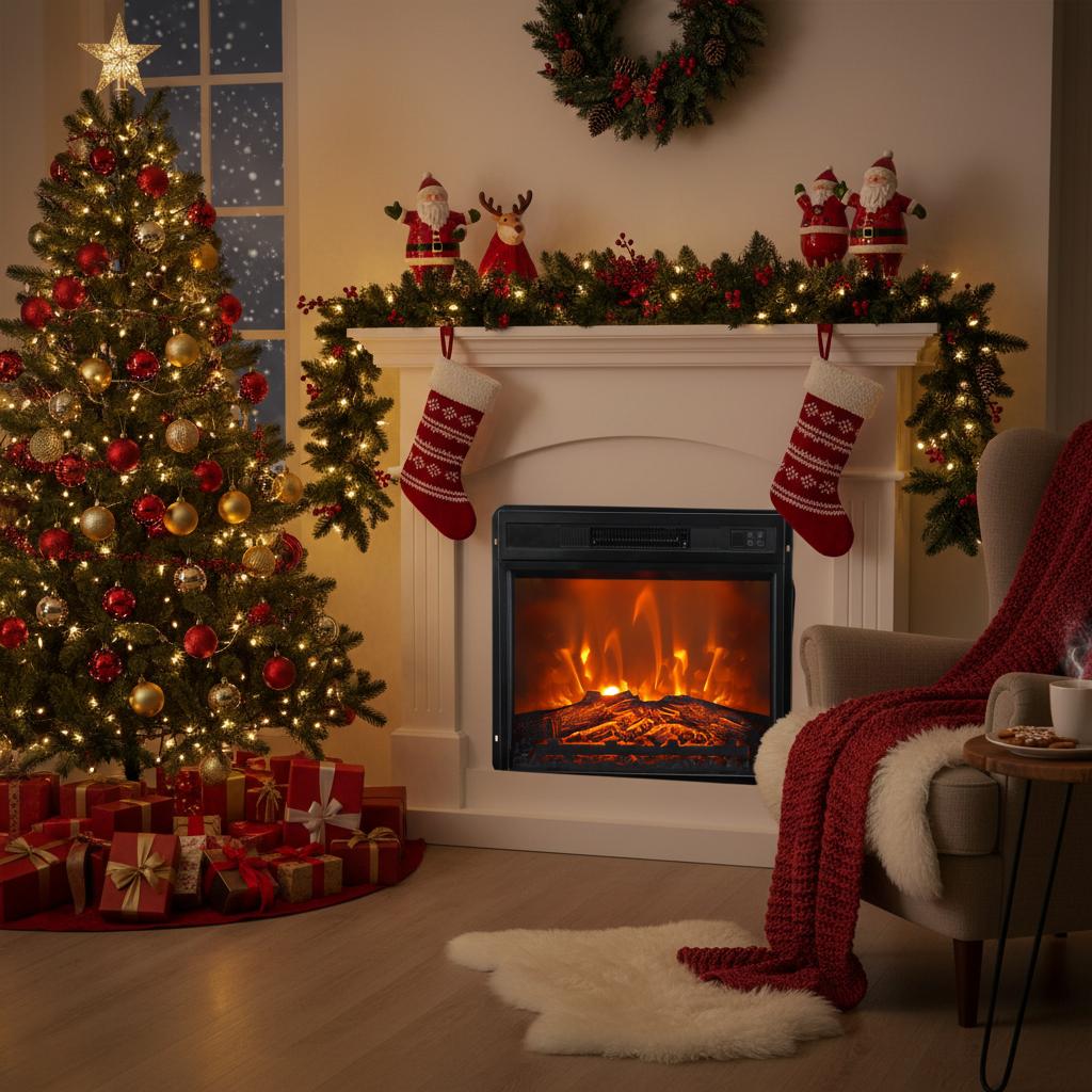 Inserto de chimenea eléctrica negra de 23" con mando a distancia
