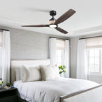 Ventilador de techo Louise negro mate Ø142 cm con luz LED y aspas de madera maciza 100%
