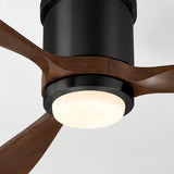 Ventilador de techo Mavren negro y nogal oscuro de Ø132 cm con luz LED y aspas de madera maciza 100% 