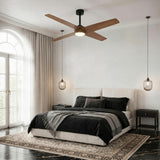 Ventilador de techo silencioso Parvez Black And Walnut Tone Ø152 cm con luz LED
