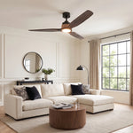 Louise Matte Black Ceiling Fan Ø142 cm with LED Light and 100% Solid Wood Blades