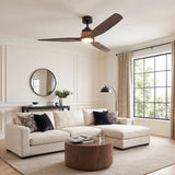Louise Matte Black Ceiling Fan Ø142 cm with LED Light and 100% Solid Wood Blades
