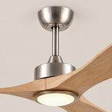 Ventilador de techo Livia cromo/madera clara de Ø152 cm con luz LED y aspas de madera maciza 100% 