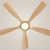 Ventilador de techo Amora de Soft Brass/madera clara Ø132 cm con luz LED y aspas de madera maciza 100%