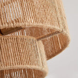 Lámpara de techo al ras con cuerda estilo granja tradicional Wabi-Sabi de 3 luces