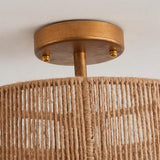 Lámpara de techo al ras con cuerda estilo granja tradicional Wabi-Sabi de 3 luces