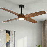 Ventilador de techo silencioso Parvez Black And Walnut Tone Ø152 cm con luz LED