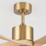 Ventilador de techo Amora de Soft Brass/madera clara Ø132 cm con luz LED y aspas de madera maciza 100%