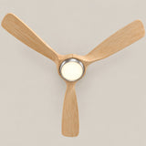 Ventilador de techo Elva en níquel cepillado/madera clara Ø112 cm con luz LED y aspas de madera maciza 100%