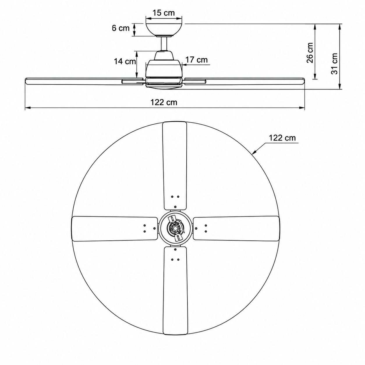 LINDEN Silent Ceiling Fan Ø122 cm With Led Light