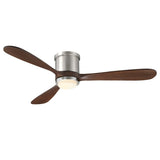 Ventilador de techo Mavren en níquel cepillado/nogal oscuro Ø132 cm con luz LED y aspas de madera maciza 100%