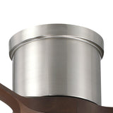 Ventilador de techo Mavren en níquel cepillado/nogal oscuro Ø132 cm con luz LED y aspas de madera maciza 100%