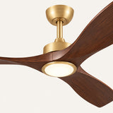 Ventilador de techo Livia en nogal oscuro Ø132 cm con luz LED y aspas de madera maciza 100%