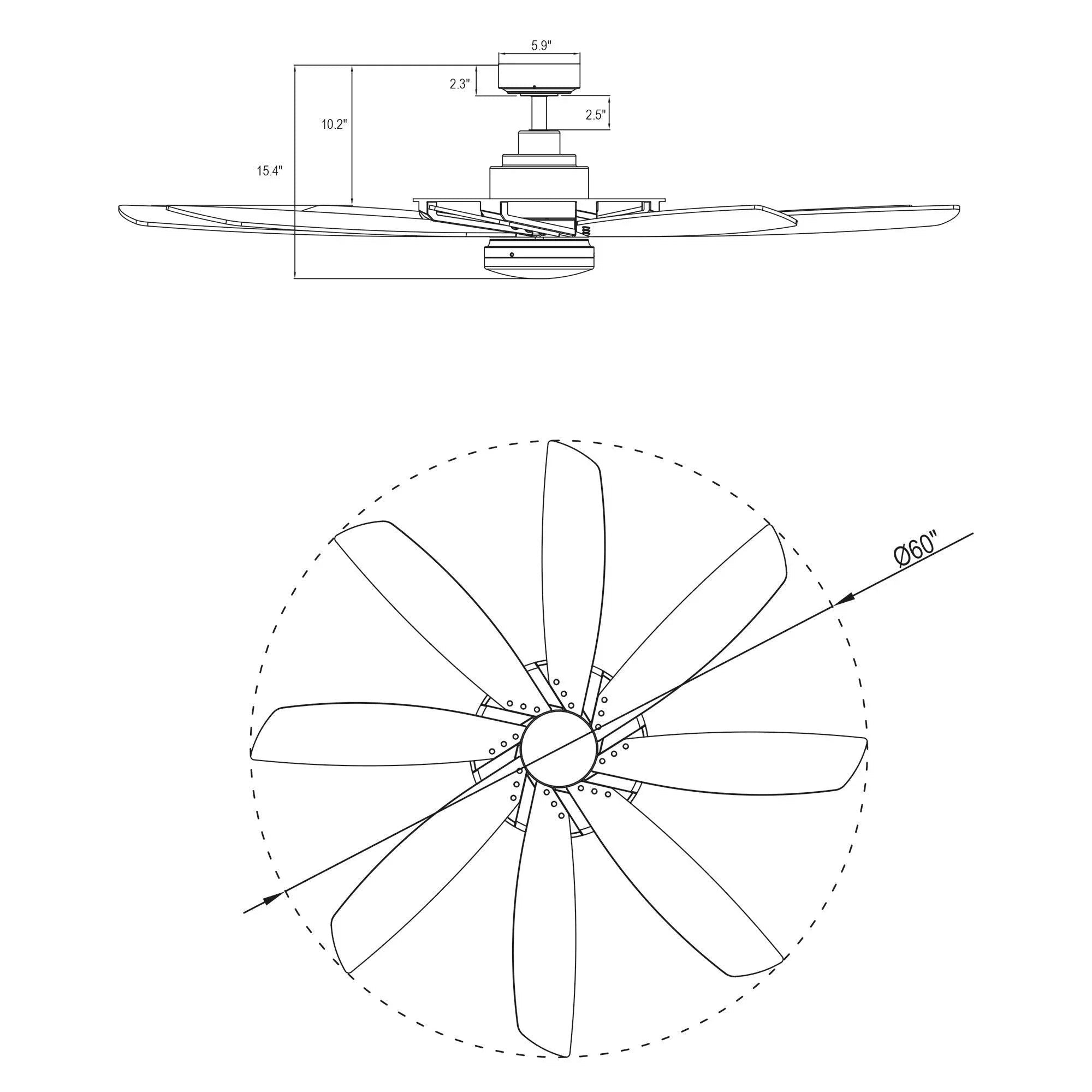 Ventilador de techo con luz Antone Ø152 cm de 8 aspas de madera Motor DC