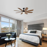 Ventilador de techo con luz Antone Ø152 cm de 8 aspas de madera Motor DC