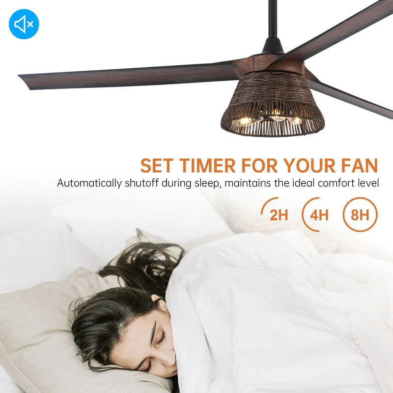 Ventilador de techo Calma Ø152 cm con luz de ratán