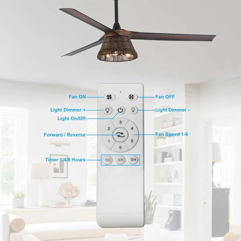 Ventilador de techo Calma Ø152 cm con luz de ratán