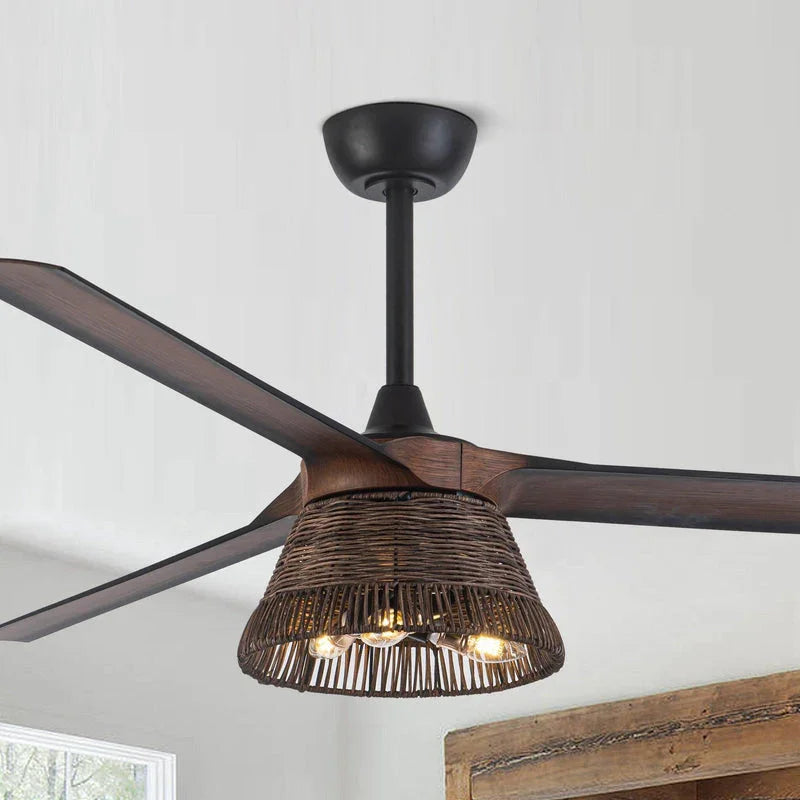 Ventilador de techo Calma Ø152 cm con luz de ratán