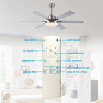 Ventilador de techo moderno Lucknow de 152 cm (60") con iluminación y mando a distancia