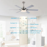 Ventilador de techo moderno Lucknow de 152 cm (60") con iluminación y mando a distancia
