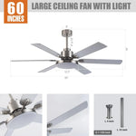 Ventilador de techo moderno Lucknow de 152 cm (60") con iluminación y mando a distancia