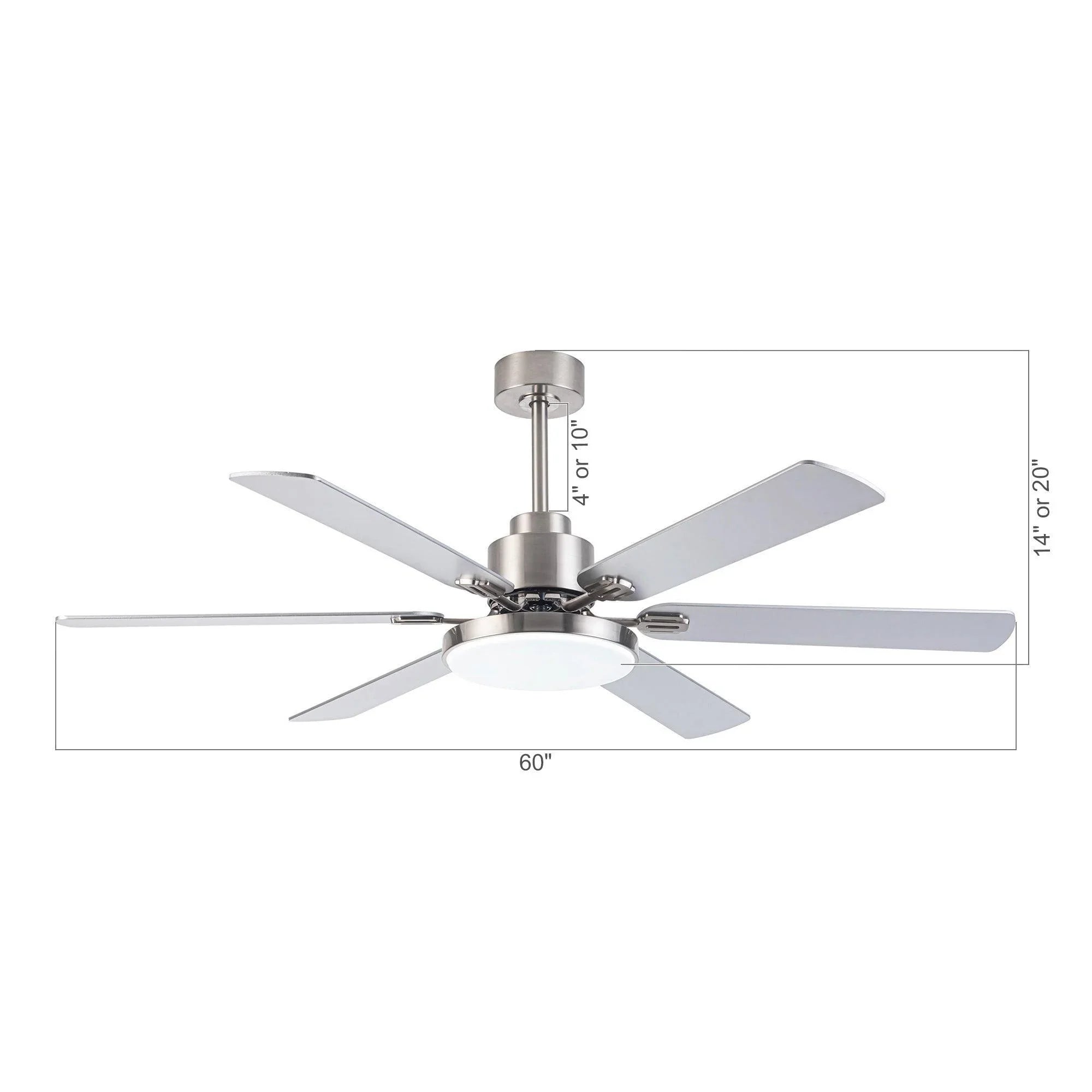 Ventilador de techo moderno Lucknow de 152 cm (60") con iluminación y mando a distancia