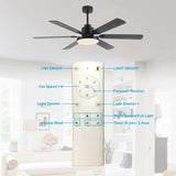 Ventilador de techo reversible de Ø152 cm Motor DC con iluminación y mando a distancia