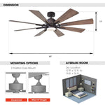 Ventilador de techo Oretha Windmill DC de 152 cm (60") con iluminación LED
