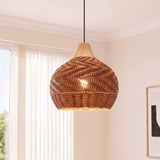 Lámpara colgante de ratán bohemio en forma de lágrima Ø48 cm 