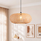 Lámpara colgante moderna y elegante de bambú ovalada Ø55 cm 