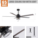 Ventilador de techo de Ø165 cm con iluminación y mando a distancia