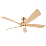 Ventilador de techo Vesta de Soft Brass/madera clara de Ø152 cm con luz LED y aspas de madera maciza 100% 