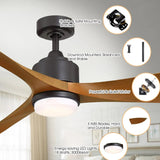 Ventilador de techo moderno Misael de 167 cm (66'') Motor DC con iluminación LED