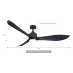 Ventilador de techo moderno Misael de 167 cm (66'') Motor DC con iluminación LED