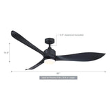 Ventilador de techo moderno Misael de 167 cm (66'') Motor DC con iluminación LED