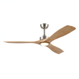Ventilador de techo Livia cromo/madera clara de Ø152 cm con luz LED y aspas de madera maciza 100% 