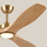 Ventilador de techo Livia de Soft Brass/madera clara Ø152 cm con luz LED y aspas de madera maciza 100% 