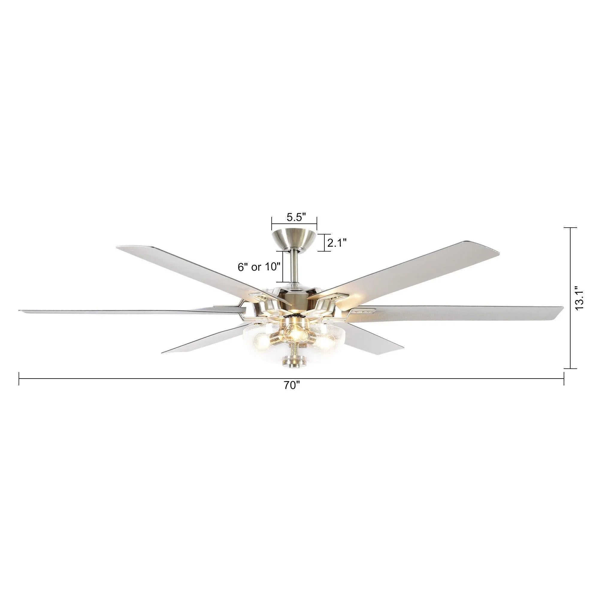 Ventilador de techo de Ø178 cm con luz y mando a distancia