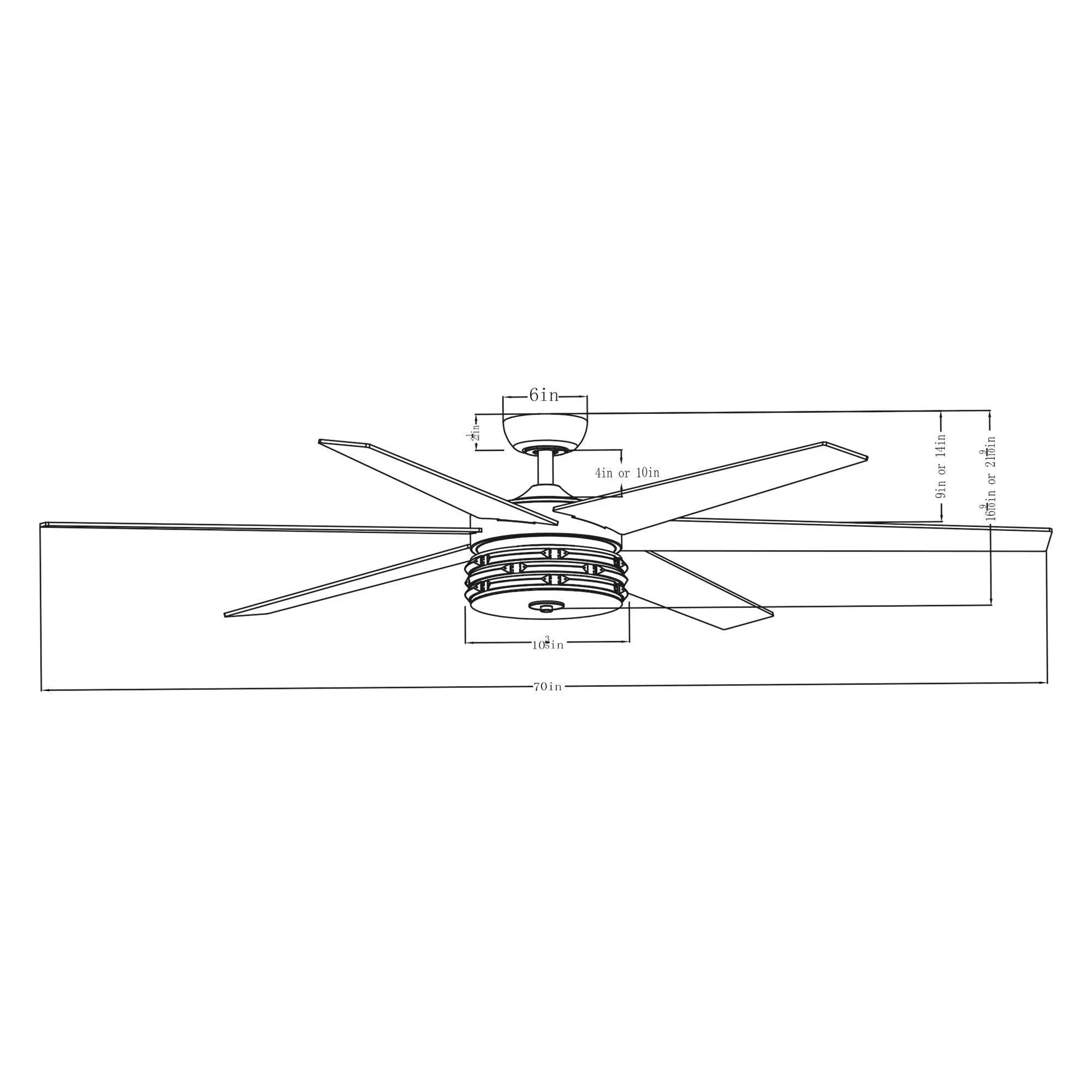 Ventilador de techo moderno reversible de Ø178 cm con luz y mando a distancia