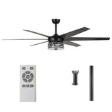 Ventilador de techo moderno reversible de Ø178 cm con luz y mando a distancia