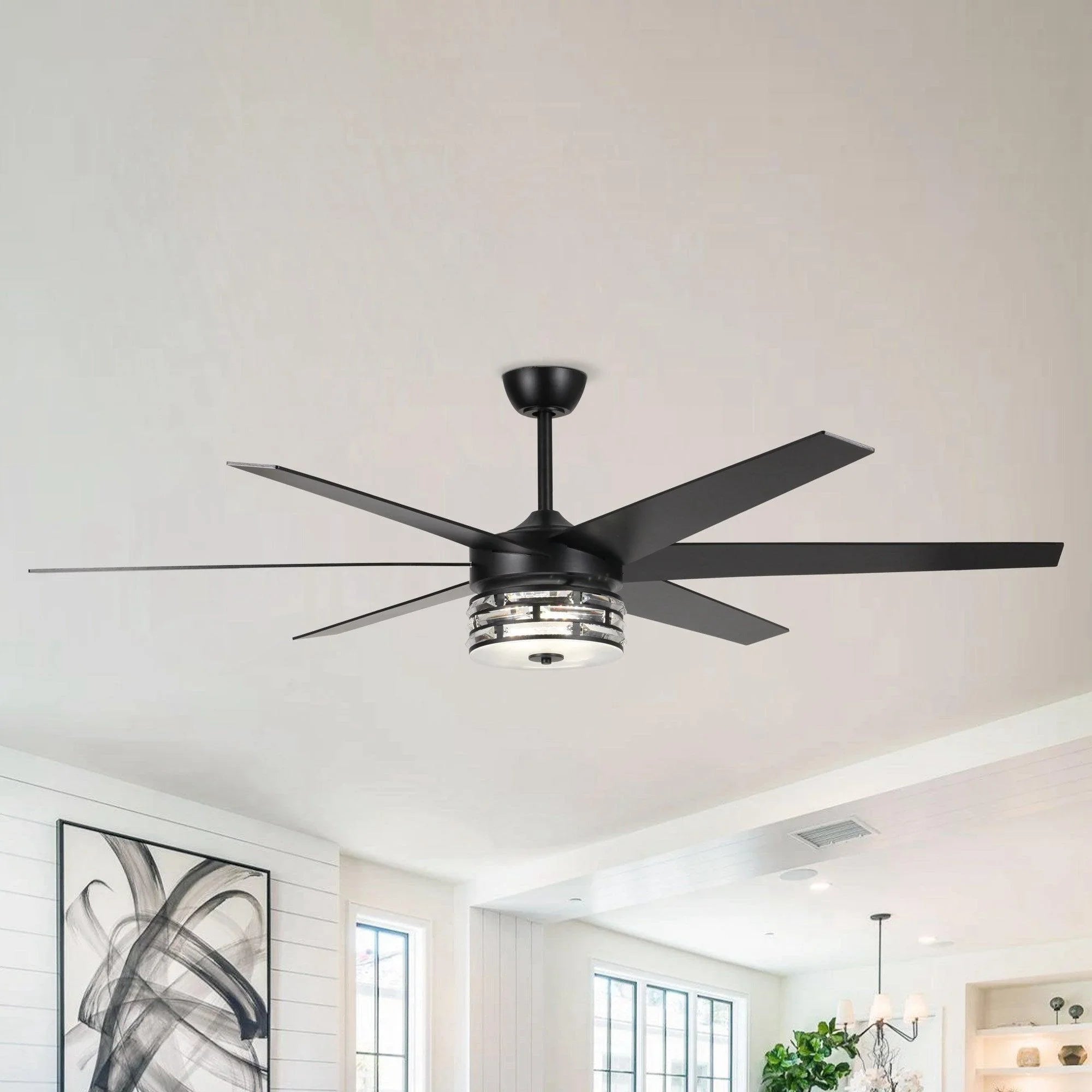 Ventilador de techo moderno reversible de Ø178 cm con luz y mando a distancia