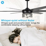 Ventilador de techo moderno reversible de Ø178 cm con luz y mando a distancia