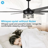 Ventilador de techo moderno reversible de Ø178 cm con luz y mando a distancia