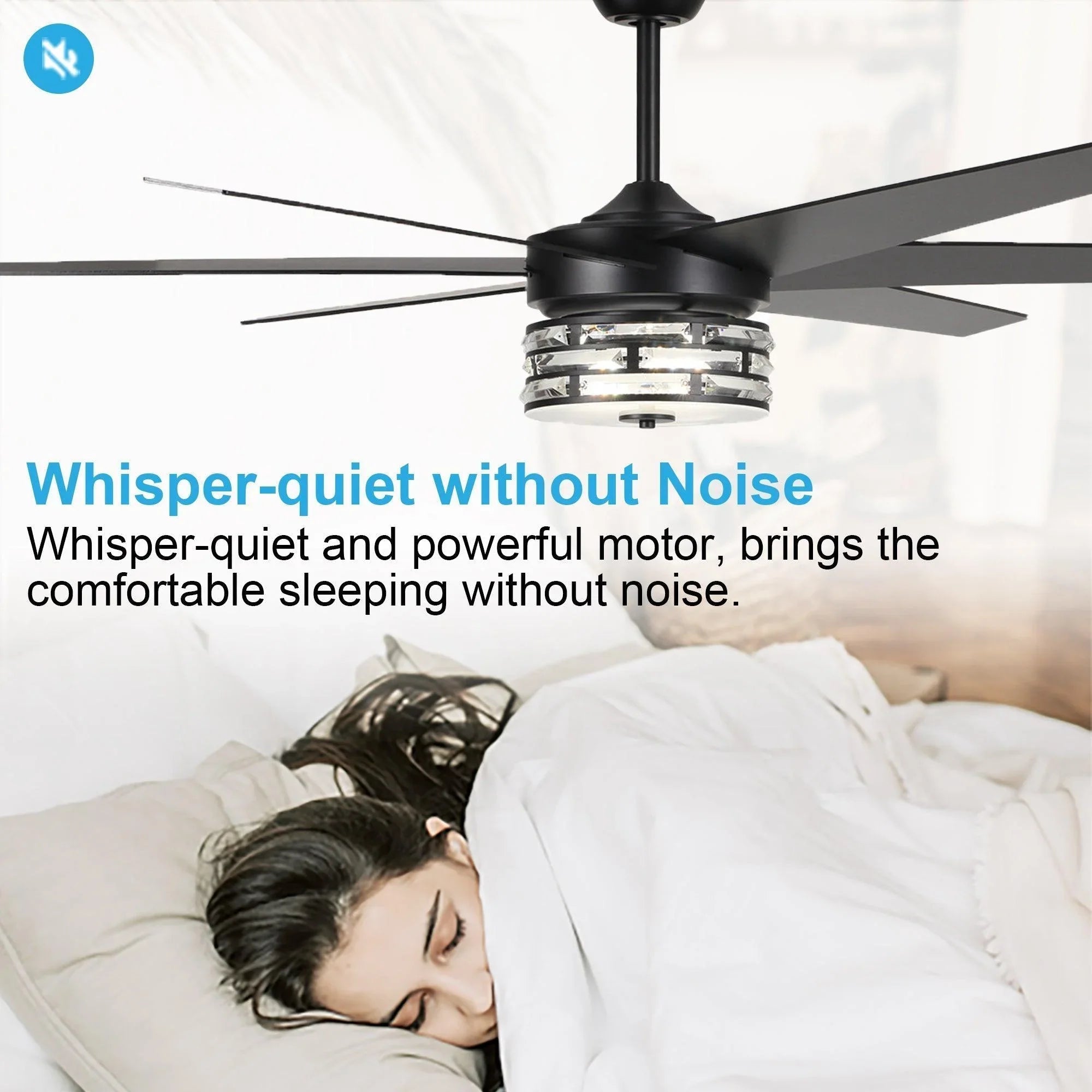Ventilador de techo moderno reversible de Ø178 cm con luz y mando a distancia