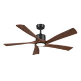 Ventilador de techo Amora negro/nogal oscuro Ø132 cm con luz LED y aspas de madera maciza 100%