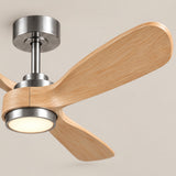 Ventilador de techo Elva en níquel cepillado/madera clara Ø112 cm con luz LED y aspas de madera maciza 100%