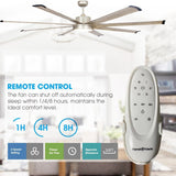 Ventilador de techo Bankston Modern de 189 cm (72") con acabado en níquel satinado, montaje con varilla Motor DC, iluminación LED y mando a distancia